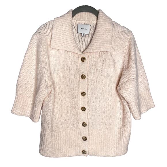 Reformation Daphne Collared Cardigan Size Medium Sorbet Pink Short Sleeve - Picture 3 of 7